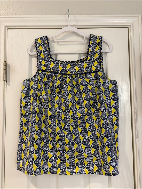 Boden Tops - Boden Navy and Yellow Scalloped Square-Neck Tank